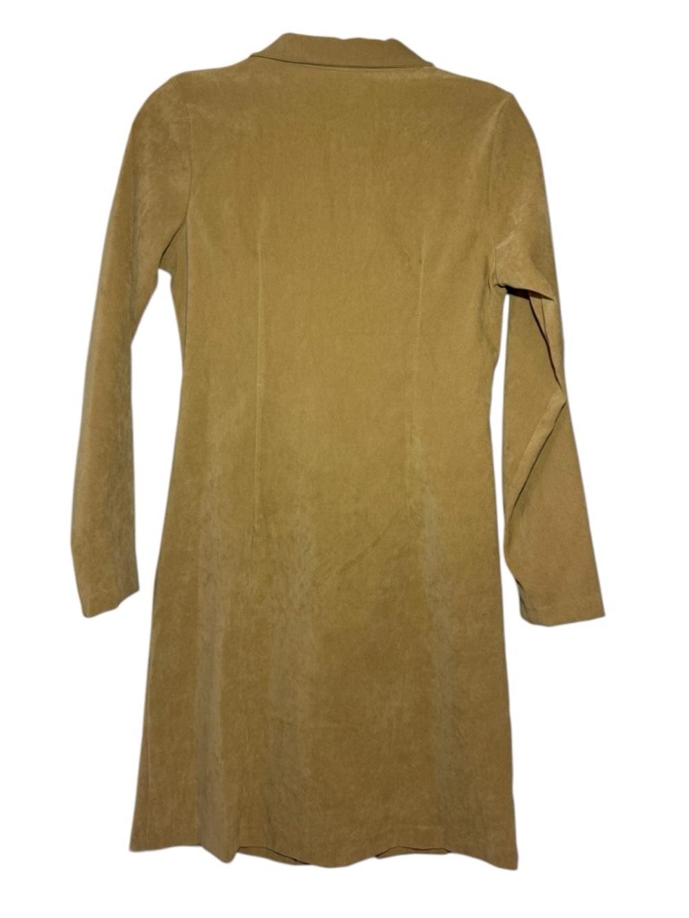 Charlotte Russe Tan Suede Coat Dress Size 3 Button Front A-Line Vintage Style - Picture 4 of 8